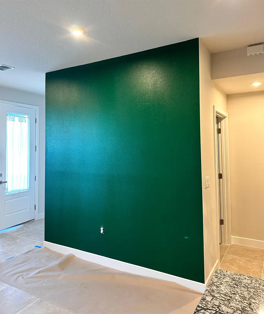 Bold accent wall painted by Waterfield Paints